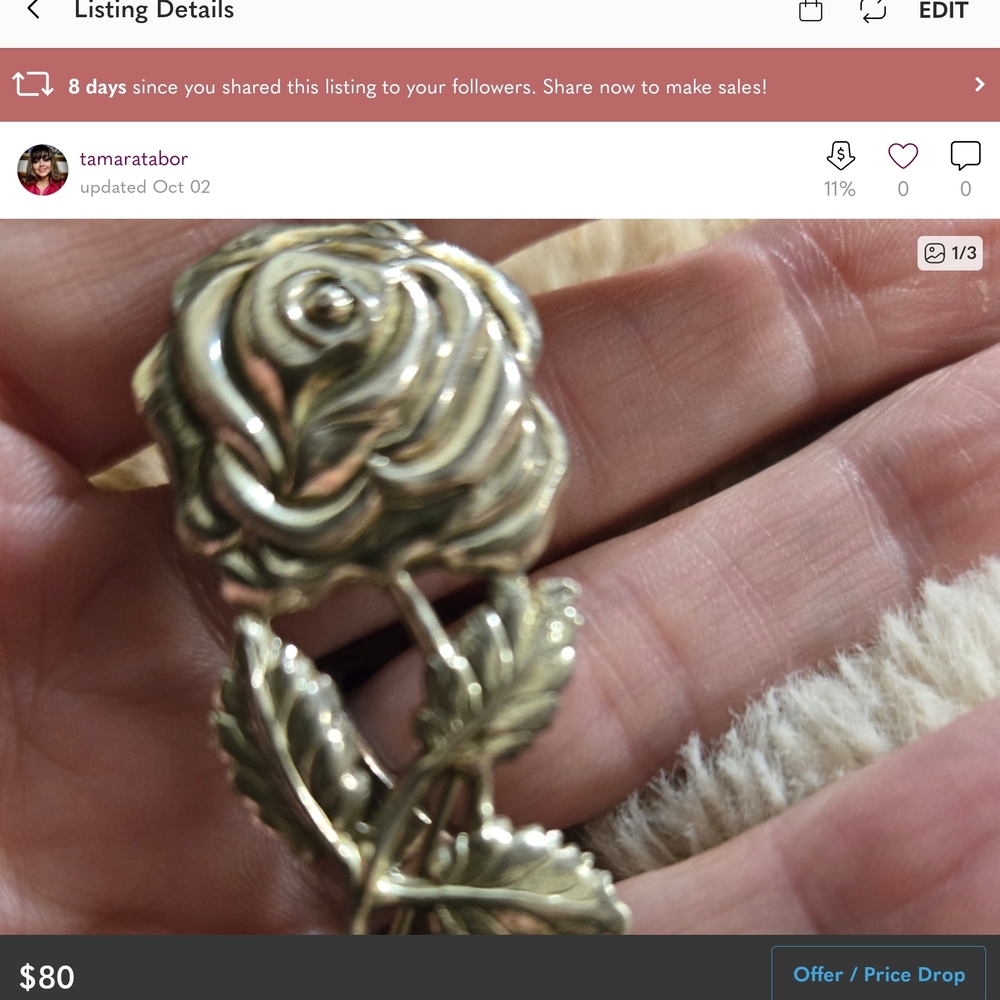 Elegant Silver Rose Brooch